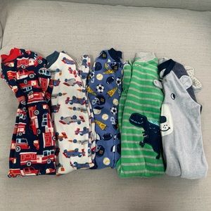 Carters fleece footed pajamas lot
